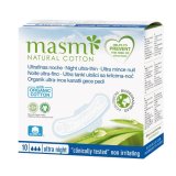Masmi Natural Cotton, podpaski higieniczne z organicznej bawełny, ze skrzydełkami, na noc, ultracienkie, 10 sztuk - miniaturka zdjęcia produktu