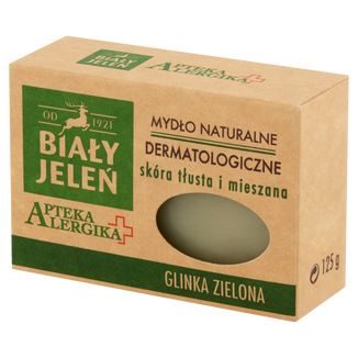 Biały Jeleń Apteka Alergika, naturalne mydło dermatologiczne, skóra tłusta i mieszana, glinka zielona, 125 g - zdjęcie produktu