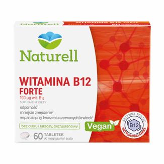 Naturell Witamina B12 Forte, 60 tabletek do rozgryzania i żucia USZKODZONE OPAKOWANIE - zdjęcie produktu