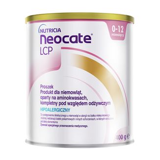Neocate LCP, dla niemowląt z alergią na białka mleka krowiego i złożoną nietolerancją białek pokarmowych, 0-12 miesięcy, 400 g - zdjęcie produktu