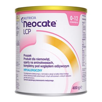 Neocate LCP, dla niemowląt z alergią na białka mleka krowiego i złożoną nietolerancją białek pokarmowych, 0-12 miesięcy, 400 g - zdjęcie produktu