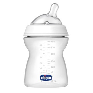 Chicco, butelka NaturalFeeling ze smoczkiem 2m + o średnim przepływie, po 2 miesiącu, 250 ml - zdjęcie produktu