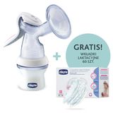 Chicco, laktator manualny NaturalFeeling, od urodzenia + wkładki laktacyjne, 60 sztuk - miniaturka zdjęcia produktu