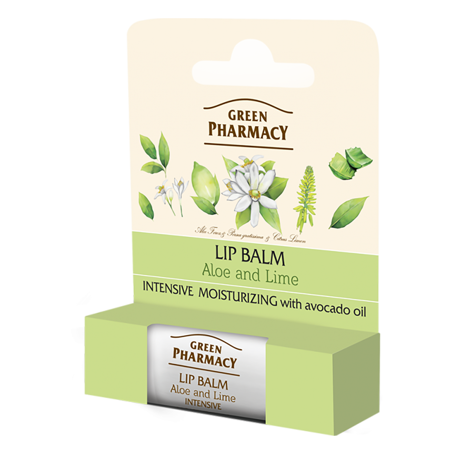 Green Pharmacy Green Pharmacy, balsam do ust, aloes i limonka, intensywnie nawilżający, SPF 10, 3,6 g