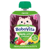 BoboVita Mus w tubce, jagody i jabłka z bananem, po 6 miesiącu, 80 g KRÓTKA DATA - miniaturka zdjęcia produktu