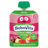 BoboVita Mus w tubce, truskawki i wiśnie z bananem, po 6 miesiącu, 80 g KRÓTKA DATA - miniaturka zdjęcia produktu
