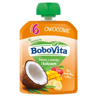 BoboVita Mus w tubce, banan z mango i kokosem, po 6 miesiącu, 80 g KRÓTKA DATA - zdjęcie produktu