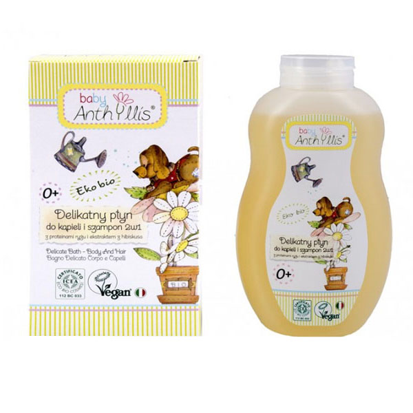 Anthyllis Anthyllis Baby, delikatny płyn do kąpieli i szampon 2 w 1, od urodzenia, 400 ml