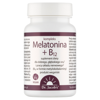 Dr. Jacob's Melatonina + B12 Kompleks, 60 tabletek - zdjęcie produktu