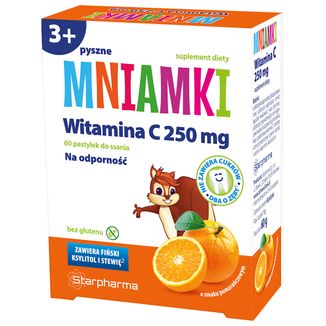 Mniamki Witamina C 250 mg, powyżej 3 roku, smak pomarańczowy, 60 pastylek do ssania - zdjęcie produktu