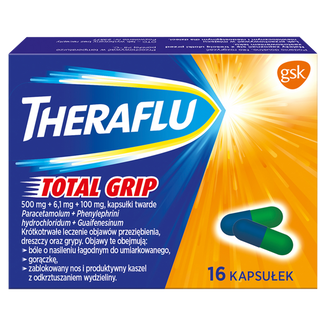 Theraflu Total Grip 500 mg + 6,1 mg + 100 mg, 16 kapsułek - zdjęcie produktu