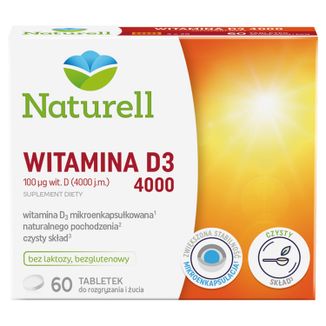 Naturell Witamina D3 4000, 60 tabletek do rozgryzania i żucia - zdjęcie produktu
