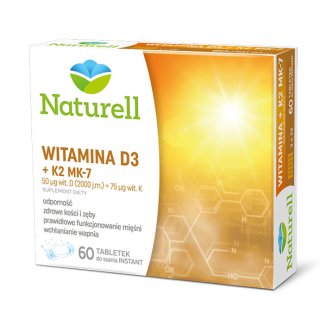 Naturell Witamina D3 + K2 MK-7, 60 tabletek do rozgryzania i żucia - zdjęcie produktu