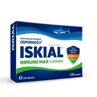 Iskial Max + Czosnek, dla dzieci powyżej 6 lat i dorosłych, 120 kapsułek USZKODZONE OPAKOWANIE - zdjęcie produktu