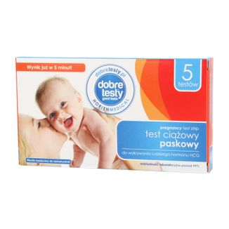 HorienMedical, test ciążowy paskowy, 5 sztuk KRÓTKA DATA - zdjęcie produktu