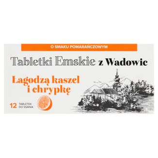 Tabletki Emskie z Wadowic, smak pomarańczowy, 12 tabletek do ssania - zdjęcie produktu