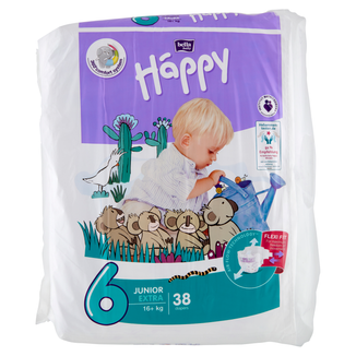 Bella Baby Happy, pieluchy, rozmiar 6 Extra Junior, od 16 kg, 38 sztuk - zdjęcie produktu