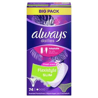 Always Dailies Slim Multiform, wkładki higieniczne, Normal Fresh, 74 sztuk - 2 Always Dailies Slim Multiform, wkładki higieniczne, Normal Fresh, 74 sztuk - 2 - zdjęcie produktu