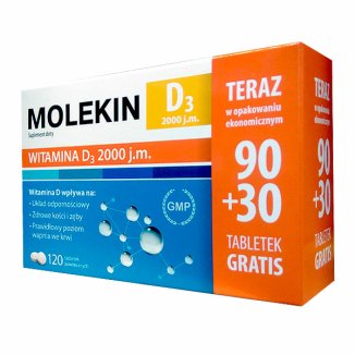 Molekin D3 2000 j.m., 90 tabletek + 30 tabletek gratis - zdjęcie produktu