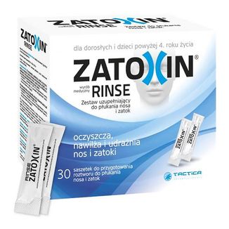 Zatoxin Rinse, zestaw uzupełniający do płukania nosa i zatok dla dorosłych i dzieci powyżej 4 roku, 3,2 g x 30 saszetek - zdjęcie produktu