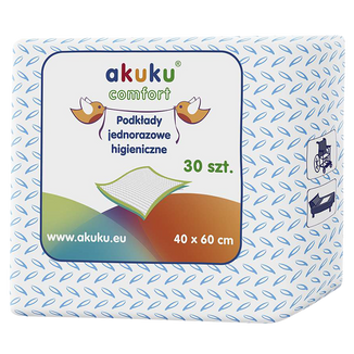Akuku, podkłady higieniczne jednorazowe, 40 x 60 cm, 30 sztuk - zdjęcie produktu