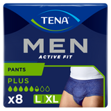 Tena Men Active Fit Pants, majtki chłonne, rozmiar L/XL, 95-130 cm, Plus, 8 sztuk - miniaturka zdjęcia produktu