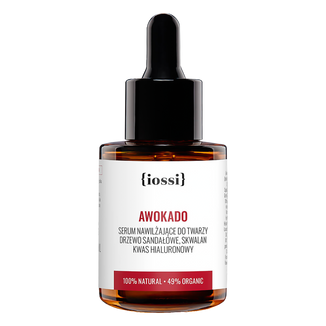 Iossi, nawilżające serum do twarzy, awokado, drzewo sandałowe i kwas hialuronowy, 30 ml - zdjęcie produktu
