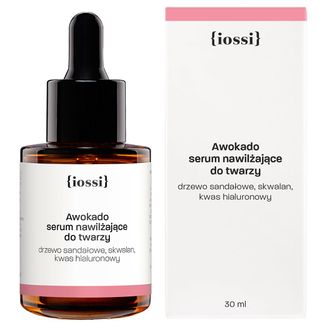 Iossi, nawilżające serum do twarzy, awokado, drzewo sandałowe i kwas hialuronowy, 30 ml - zdjęcie produktu