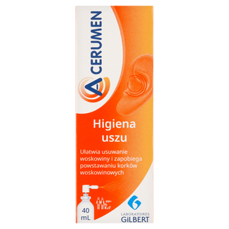 A-Cerumen, preparat do higieny uszu dla dzieci powyżej 6 miesiąca i dorosłych, spray, 40 ml USZKODZONE OPAKOWANIE - zdjęcie produktu