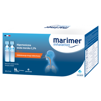 Marimer Inhalation, hipertoniczna woda morska 2,2% do nebulizacji od 1 roku, 5 ml x 30 ampułek USZKODZONE OPAKOWANIE - zdjęcie produktu