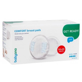 BabyOno, wkładki laktacyjne, Comfort, 50 sztuk + 20 sztuk gratis USZKODZONE OPAKOWANIE - zdjęcie produktu