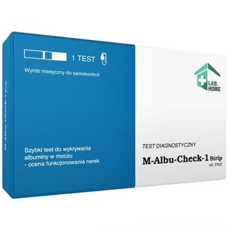 LabHome M-Albu-Check-1 Strip, test do wykrywania albuminy w moczu, ocena funkcjonowania nerek, 1 sztuka - zdjęcie produktu