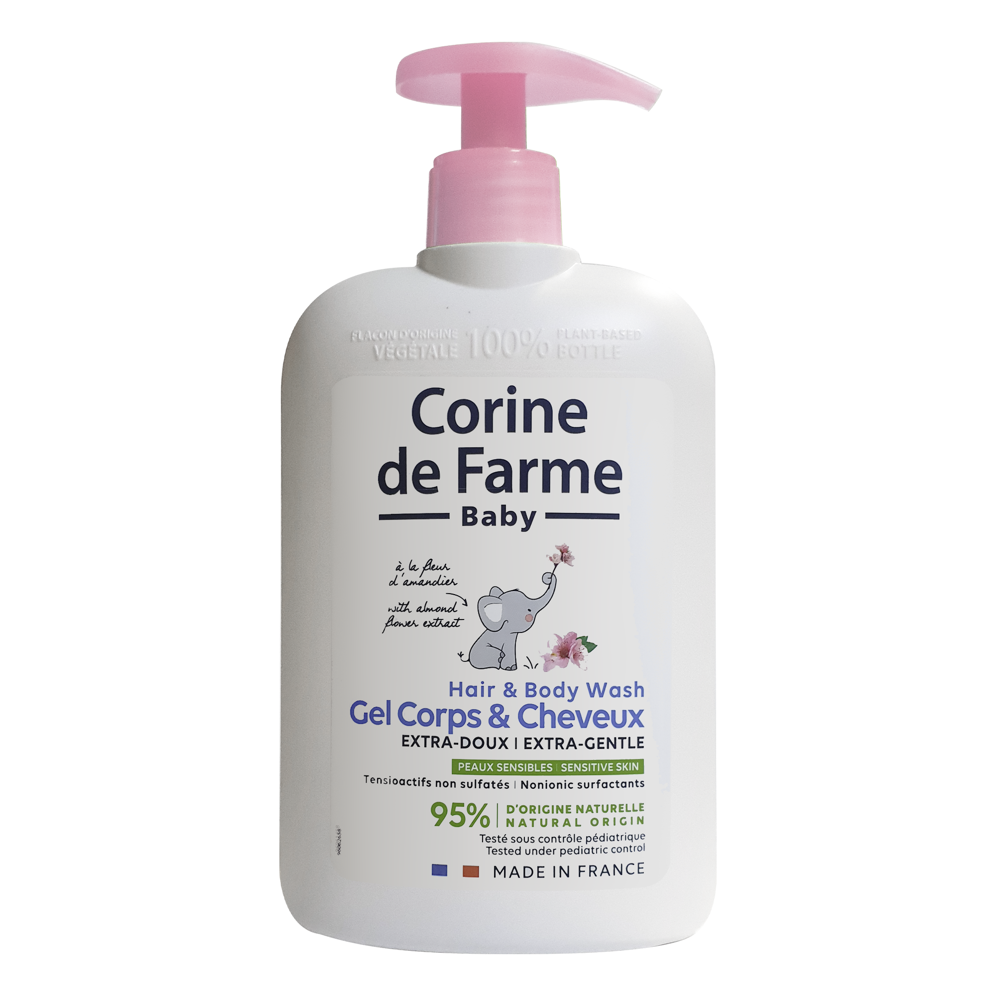 Corine De Farme Corine de Farme Baby, delikatny żel do mycia ciała i włosów 2w1, od urodzenia, z ekstraktem z kwiatu migdałowca, 500 ml