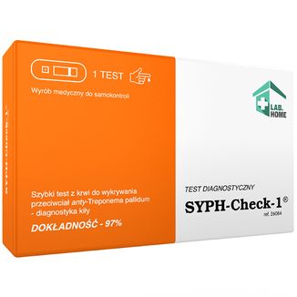 LabHome Syph-Check-1, test z krwi do wykrywania przeciwciał T. pallidum, diagnostyka kiły, 1 sztuka - zdjęcie produktu