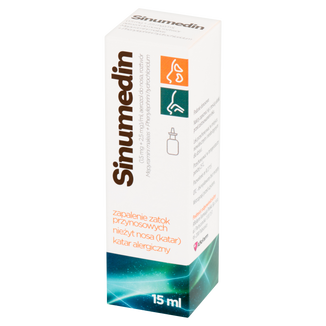 Sinumedin (1,5 mg + 2,5 mg)/ ml, aerozol do nosa, roztwór, 15 ml - zdjęcie produktu