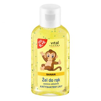 Vital Pharma, żel do rąk ze składnikiem antybakteryjnym, banan, 50 ml Vital Pharma, żel do rąk ze składnikiem antybakteryjnym, banan, 50 ml - zdjęcie produktu