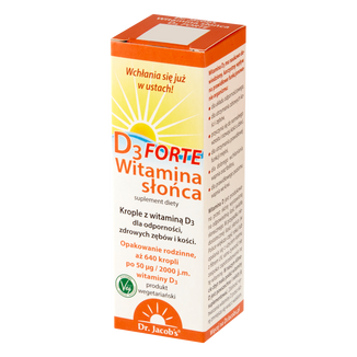 Dr Jacob's D3 Forte Witamina Słońca, krople, 20 ml USZKODZONE OPAKOWANIE - zdjęcie produktu