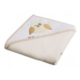 Akuku, okrycie kąpielowe z kapturem, 80 x 80 cm, 100% bawełny, ecru sowa, 1 sztuka - miniaturka zdjęcia produktu