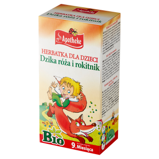 Apotheke Dzika Róża i Rokitnik Bio, herbatka dla dzieci powyżej 9 miesiąca, 1,5 g x 20 saszetek USZKODZONE OPAKOWANIE - zdjęcie produktu