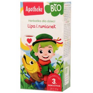 Apotheke Lipa i Rumianek Bio, herbatka dla dzieci od 3 lat, 1,5 g x 20 saszetek - zdjęcie produktu