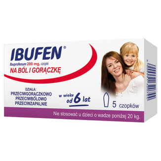 Ibufen Baby 200 mg, czopki od 6 lat, 5 sztuk - zdjęcie produktu