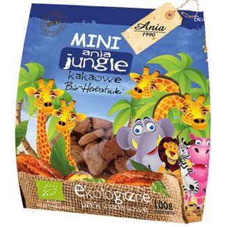 Ania Jungle Bio Herbatniki Mini, ekologiczne płatki śniadaniowe, kakaowe, 100 g - zdjęcie produktu