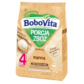 BoboVita Porcja Zbóż Kaszka manna, bezmleczna, bez dodatku cukru, po 4 miesiącu, 170 g - zdjęcie produktu