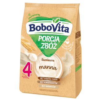 BoboVita Porcja Zbóż Kaszka manna, bezmleczna, bez dodatku cukru, po 4 miesiącu, 170 g - zdjęcie produktu