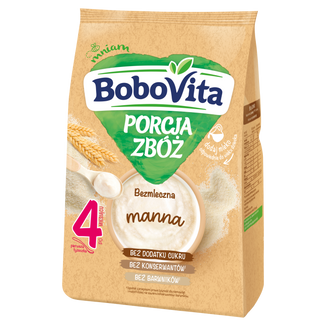 BoboVita Porcja Zbóż Kaszka manna, bezmleczna, bez dodatku cukru, po 4 miesiącu, 170 g - zdjęcie produktu