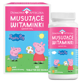 Musujące Witaminki Świnka Peppa, smak pomarańczowy, od 3 lat, 60 tabletek do ssania - zdjęcie produktu