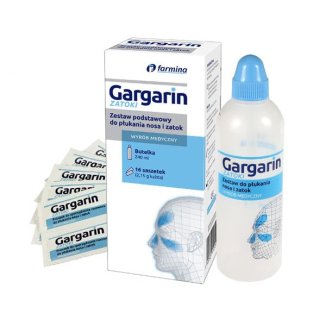 Gargarin, zestaw podstawowy do płukania nosa i zatok, butelka (irygator) + 16 saszetek - zdjęcie produktu