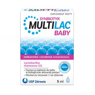 Multilac Baby Synbiotyk, krople dla dzieci od 2 miesiąca, 5 ml - zdjęcie produktu