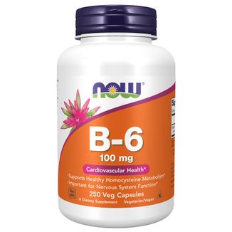 Now Foods B-6, witamina B6 100 mg, 250 kapsułek - zdjęcie produktu