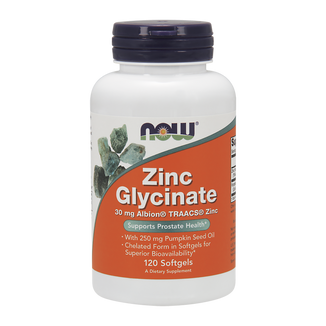 Now Foods Zinc Glycinate, cynku + olej z pestek dyni, 120 kapsułek - zdjęcie produktu